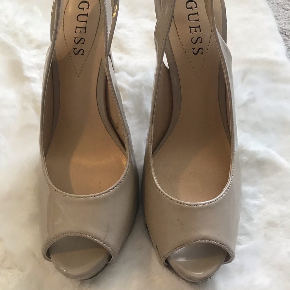 Guess Nude Platform Sling Backs